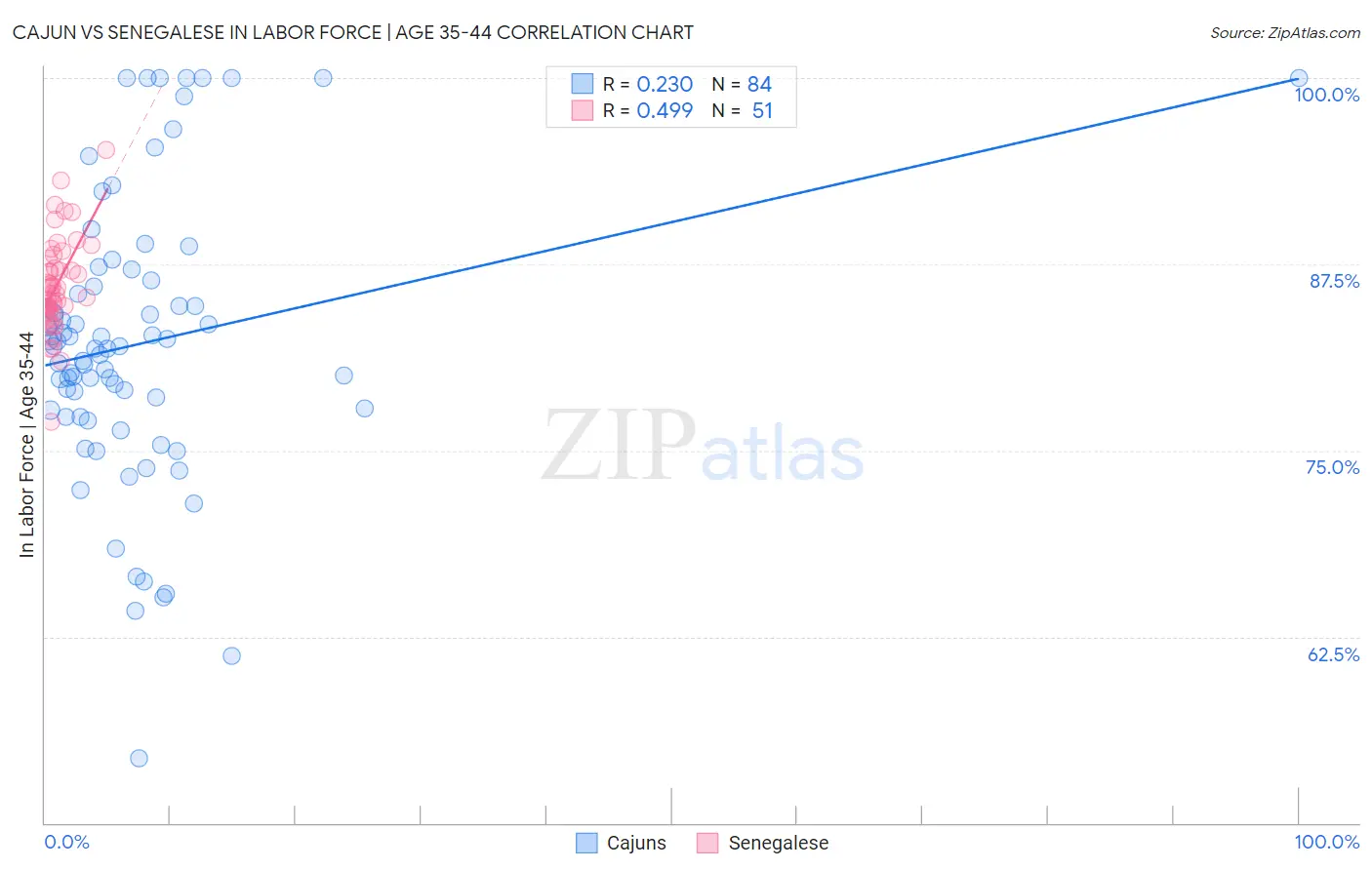 Cajun vs Senegalese In Labor Force | Age 35-44