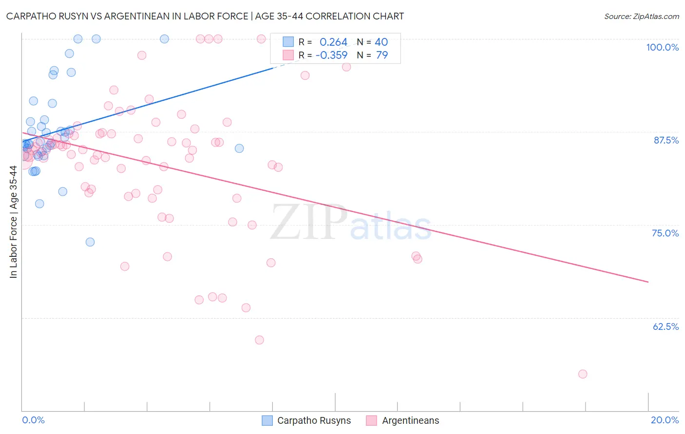 Carpatho Rusyn vs Argentinean In Labor Force | Age 35-44