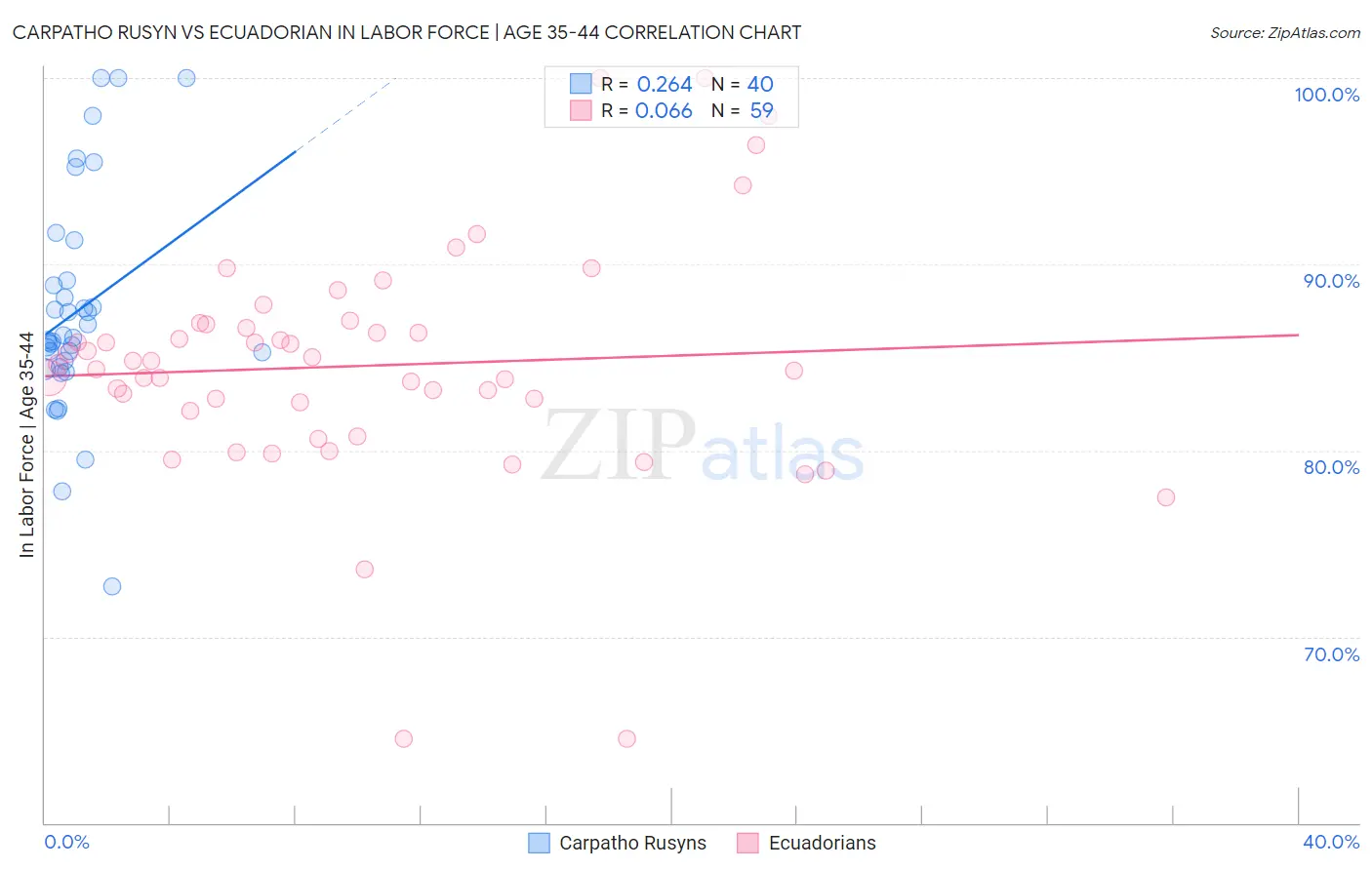 Carpatho Rusyn vs Ecuadorian In Labor Force | Age 35-44