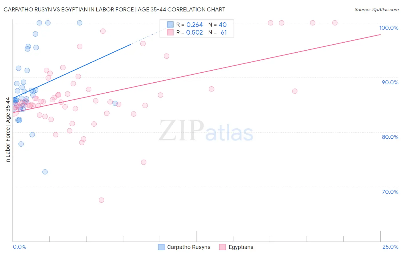 Carpatho Rusyn vs Egyptian In Labor Force | Age 35-44