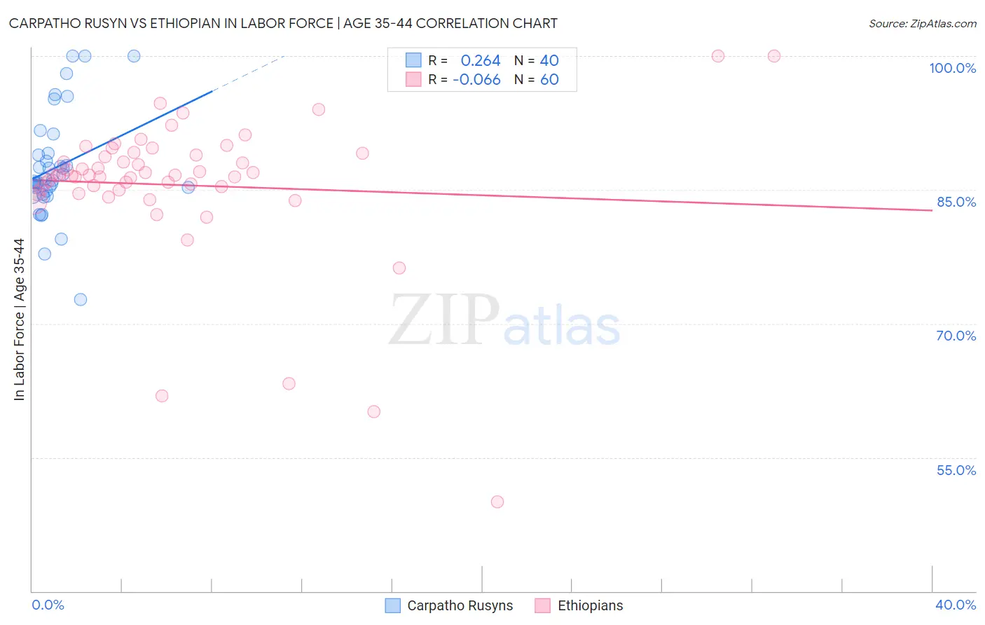 Carpatho Rusyn vs Ethiopian In Labor Force | Age 35-44
