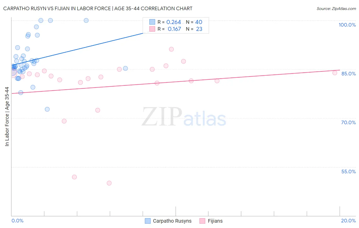 Carpatho Rusyn vs Fijian In Labor Force | Age 35-44