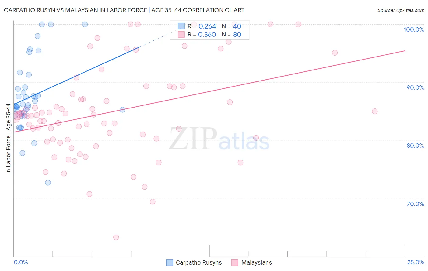 Carpatho Rusyn vs Malaysian In Labor Force | Age 35-44