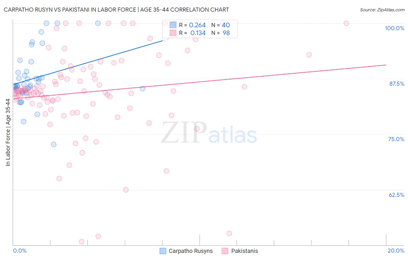 Carpatho Rusyn vs Pakistani In Labor Force | Age 35-44