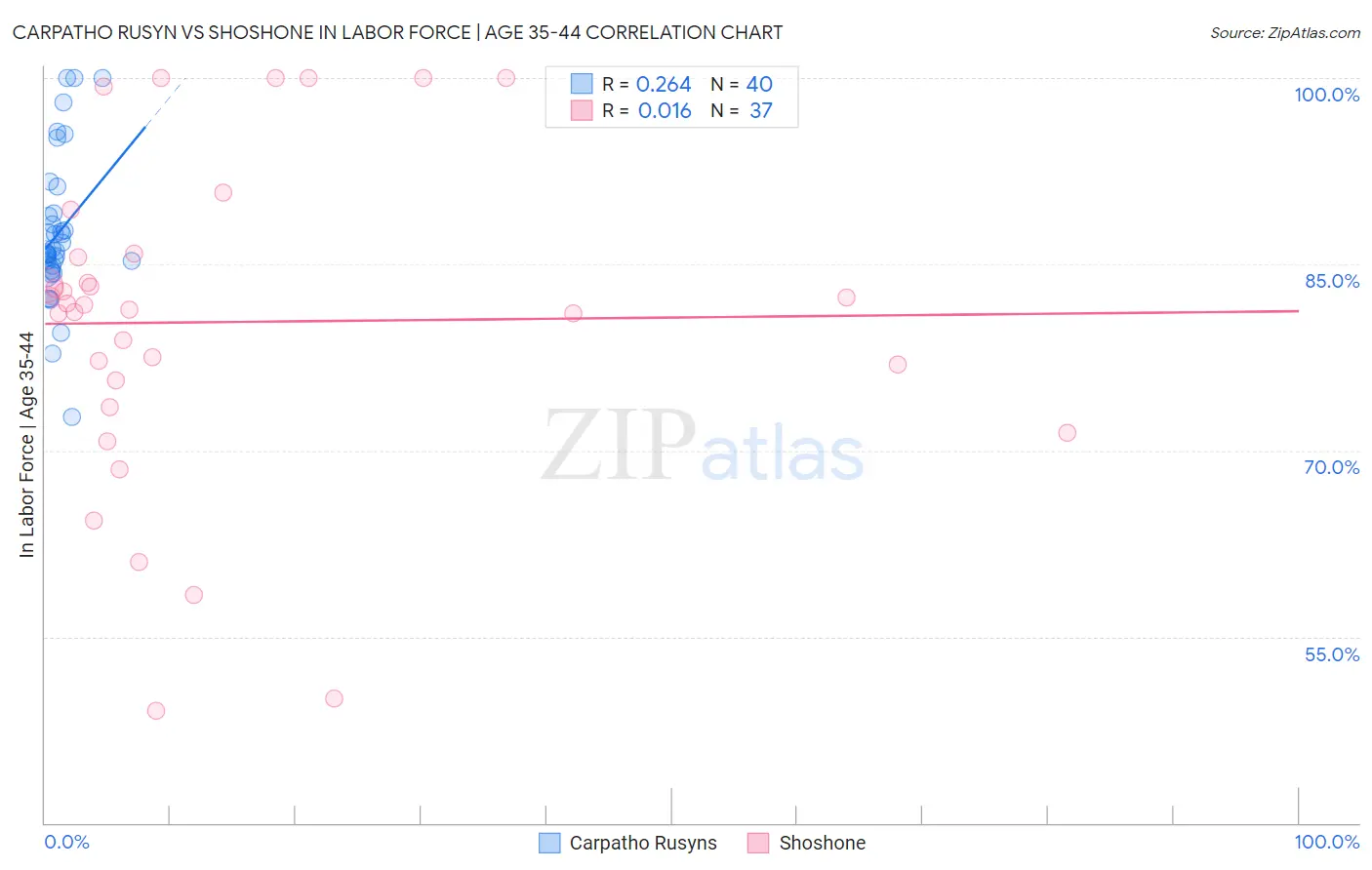 Carpatho Rusyn vs Shoshone In Labor Force | Age 35-44