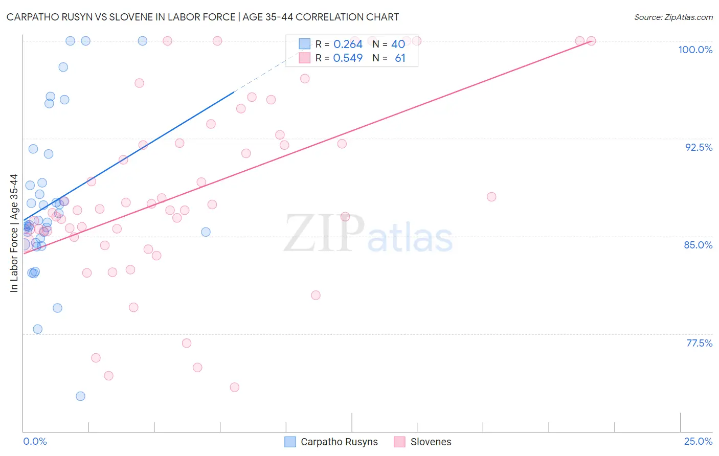 Carpatho Rusyn vs Slovene In Labor Force | Age 35-44