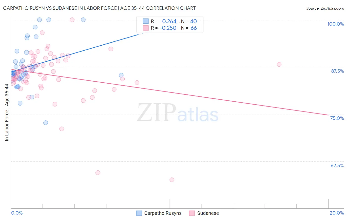 Carpatho Rusyn vs Sudanese In Labor Force | Age 35-44