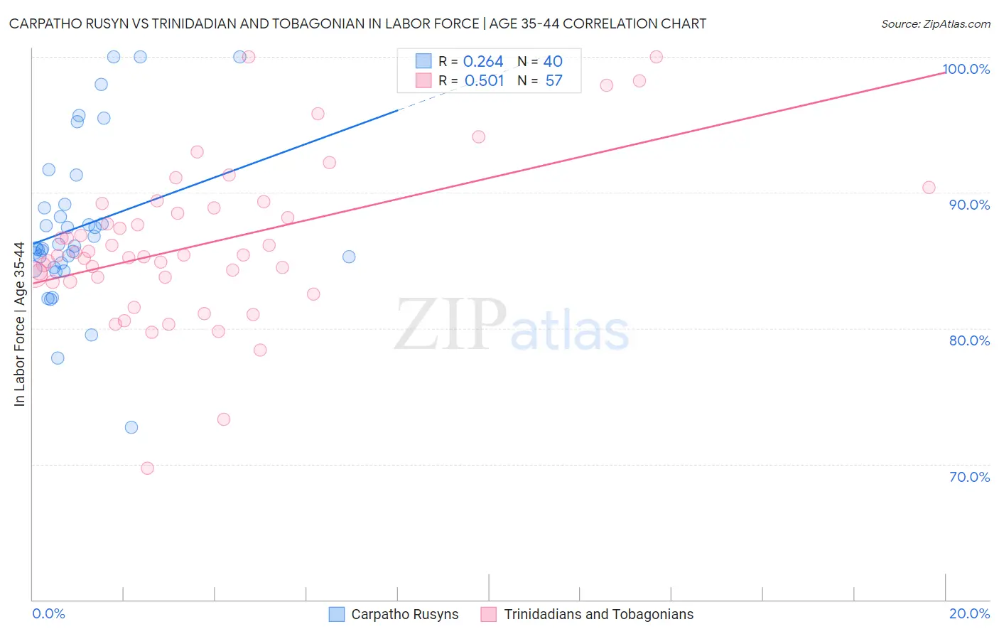 Carpatho Rusyn vs Trinidadian and Tobagonian In Labor Force | Age 35-44