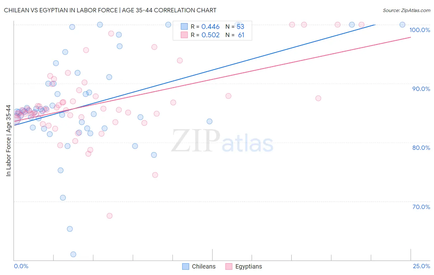 Chilean vs Egyptian In Labor Force | Age 35-44