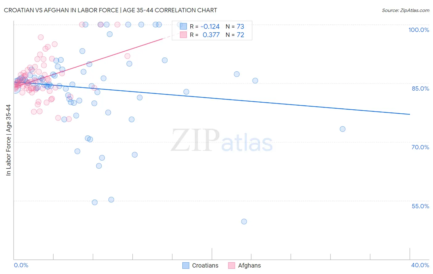 Croatian vs Afghan In Labor Force | Age 35-44