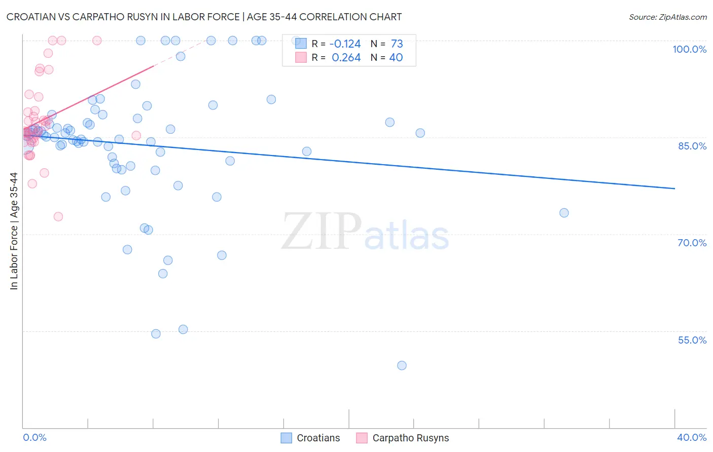 Croatian vs Carpatho Rusyn In Labor Force | Age 35-44