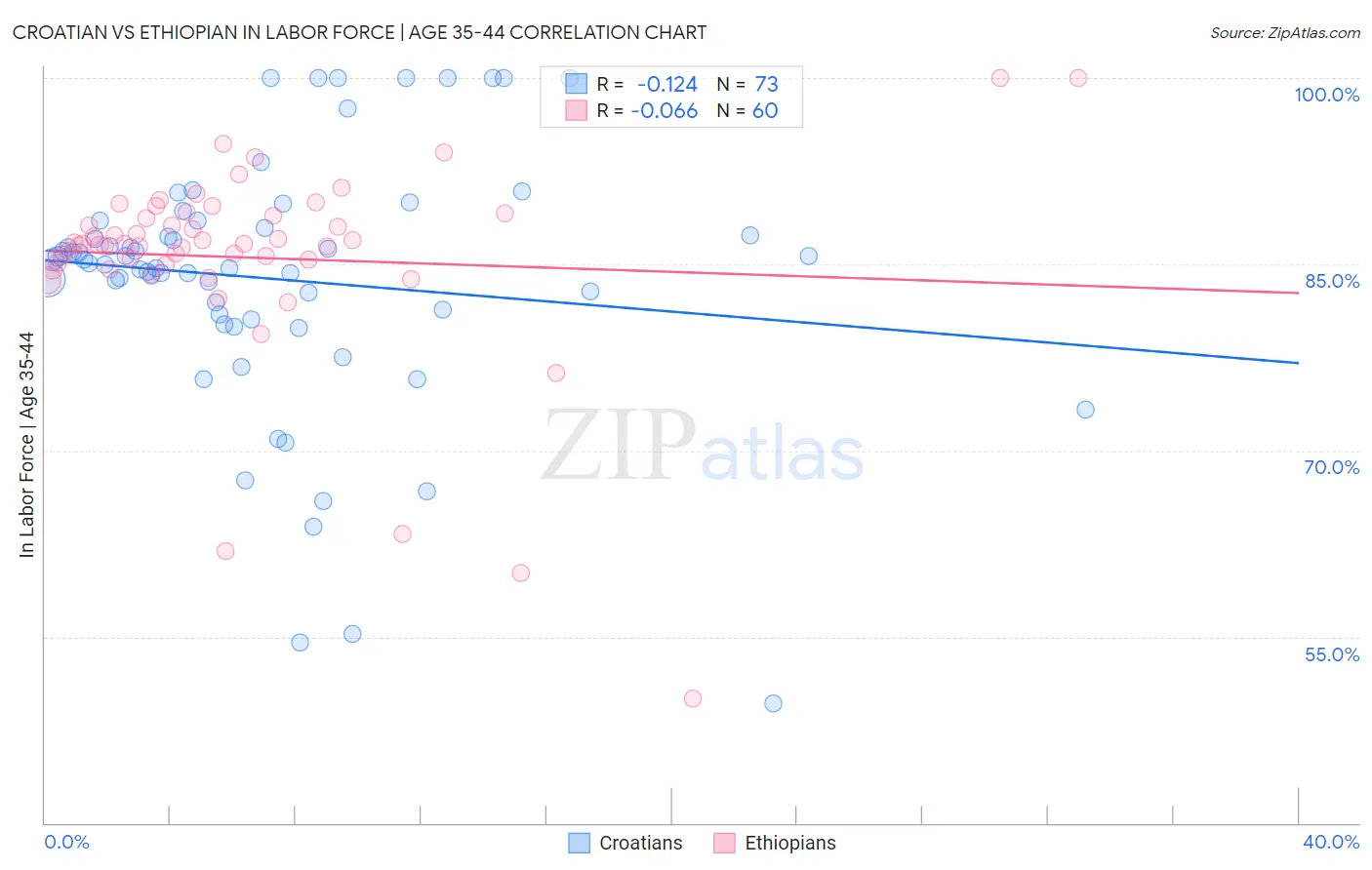 Croatian vs Ethiopian In Labor Force | Age 35-44