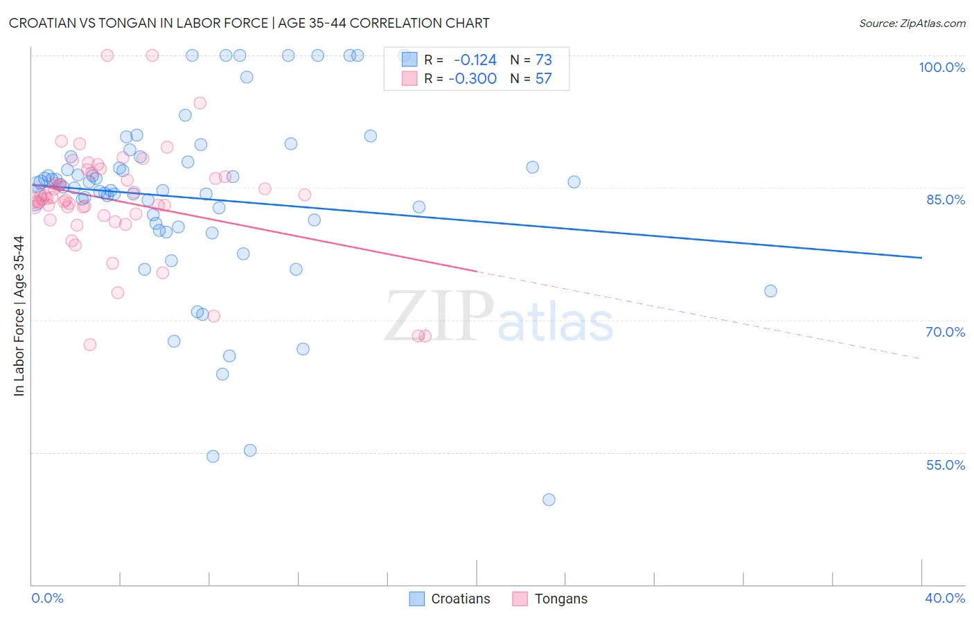 Croatian vs Tongan In Labor Force | Age 35-44