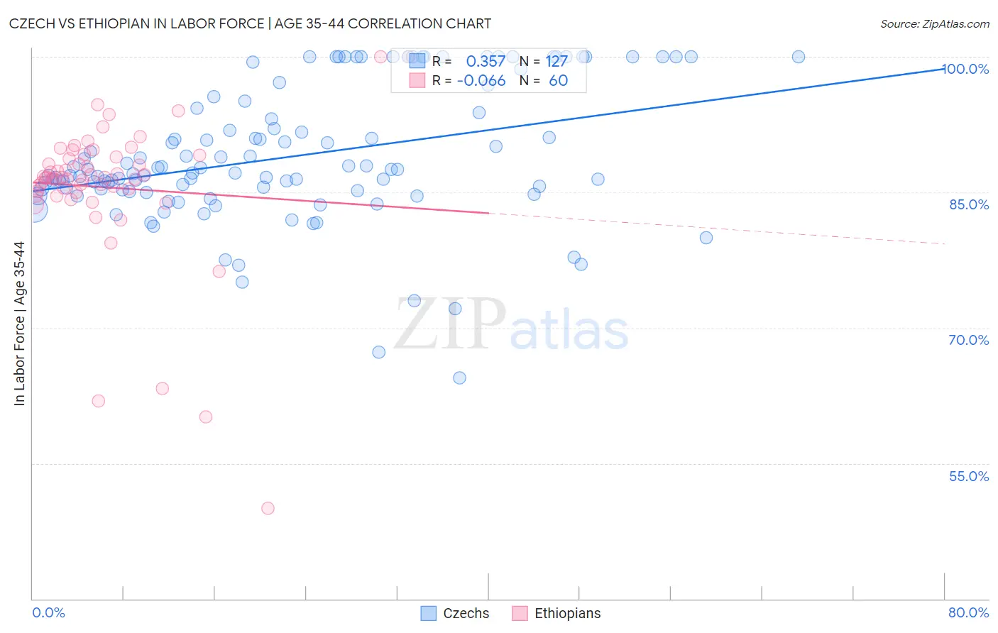 Czech vs Ethiopian In Labor Force | Age 35-44