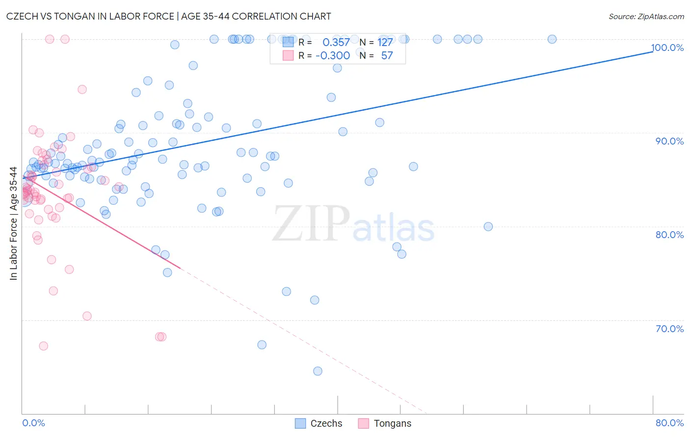 Czech vs Tongan In Labor Force | Age 35-44