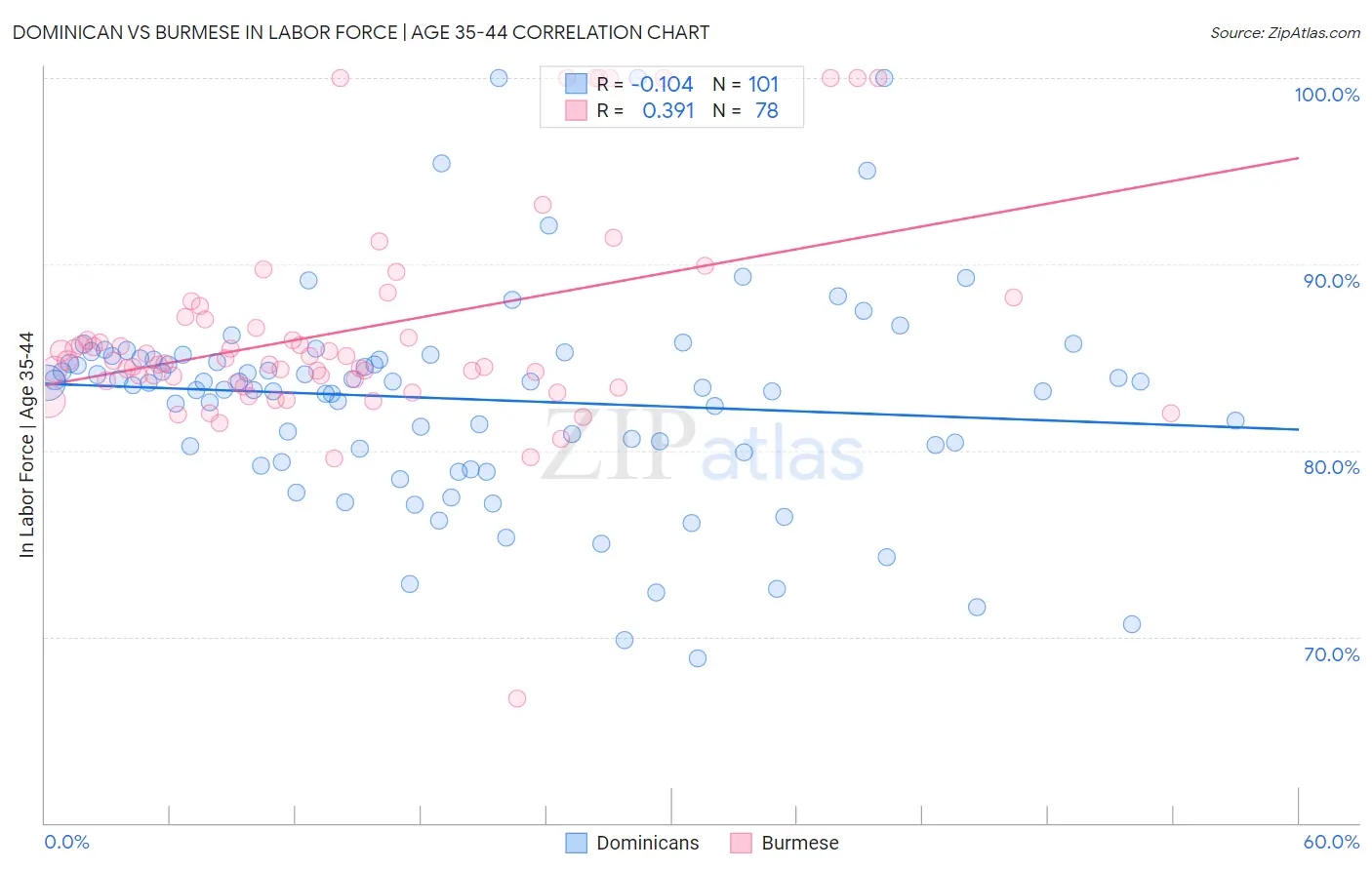 Dominican vs Burmese In Labor Force | Age 35-44