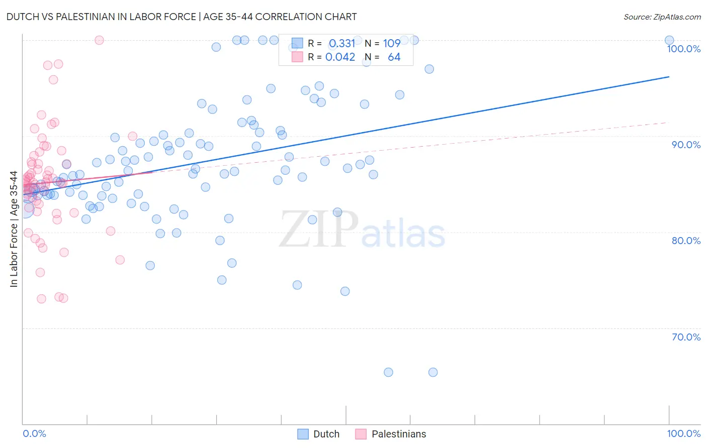 Dutch vs Palestinian In Labor Force | Age 35-44