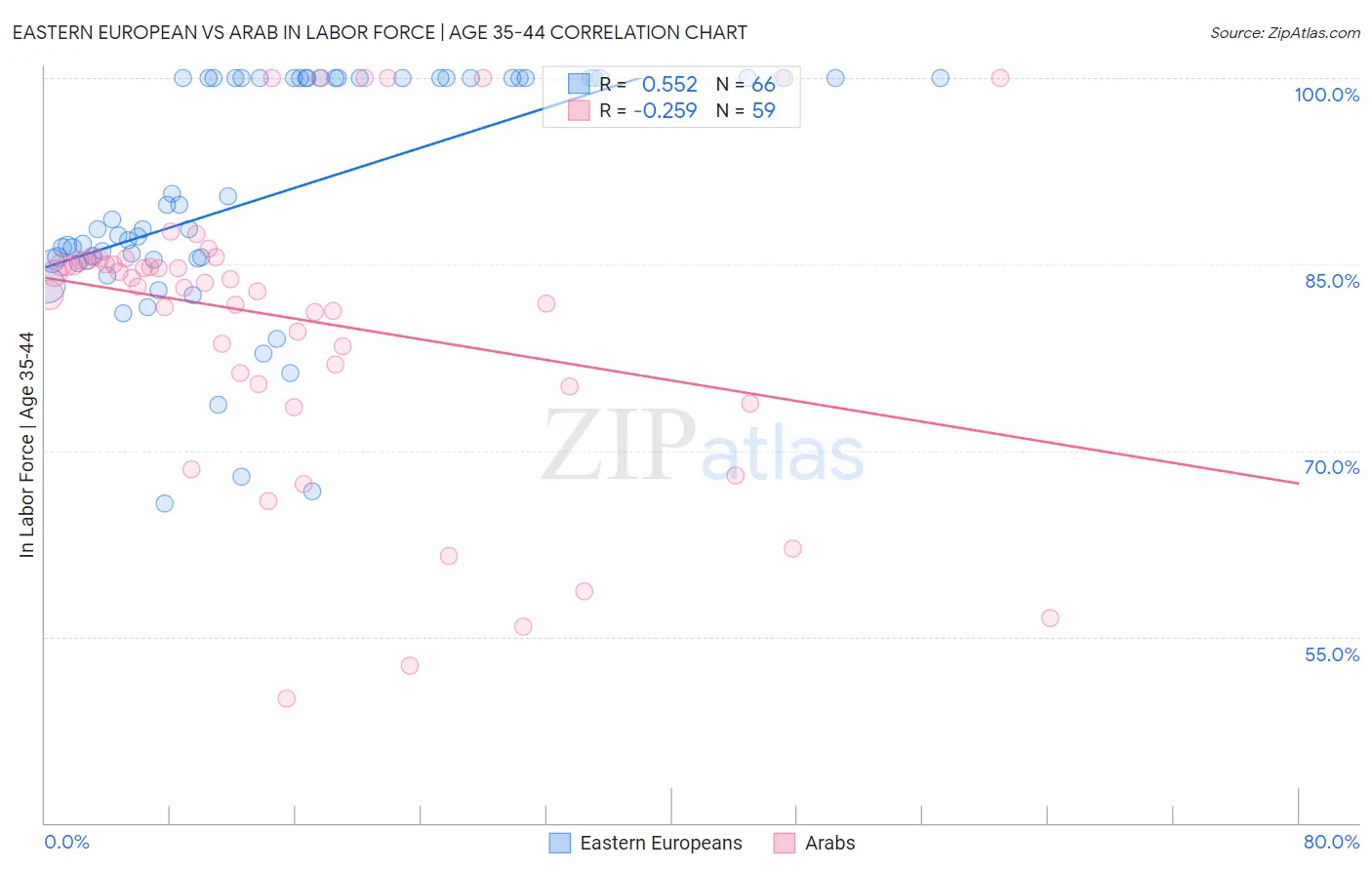 Eastern European vs Arab In Labor Force | Age 35-44