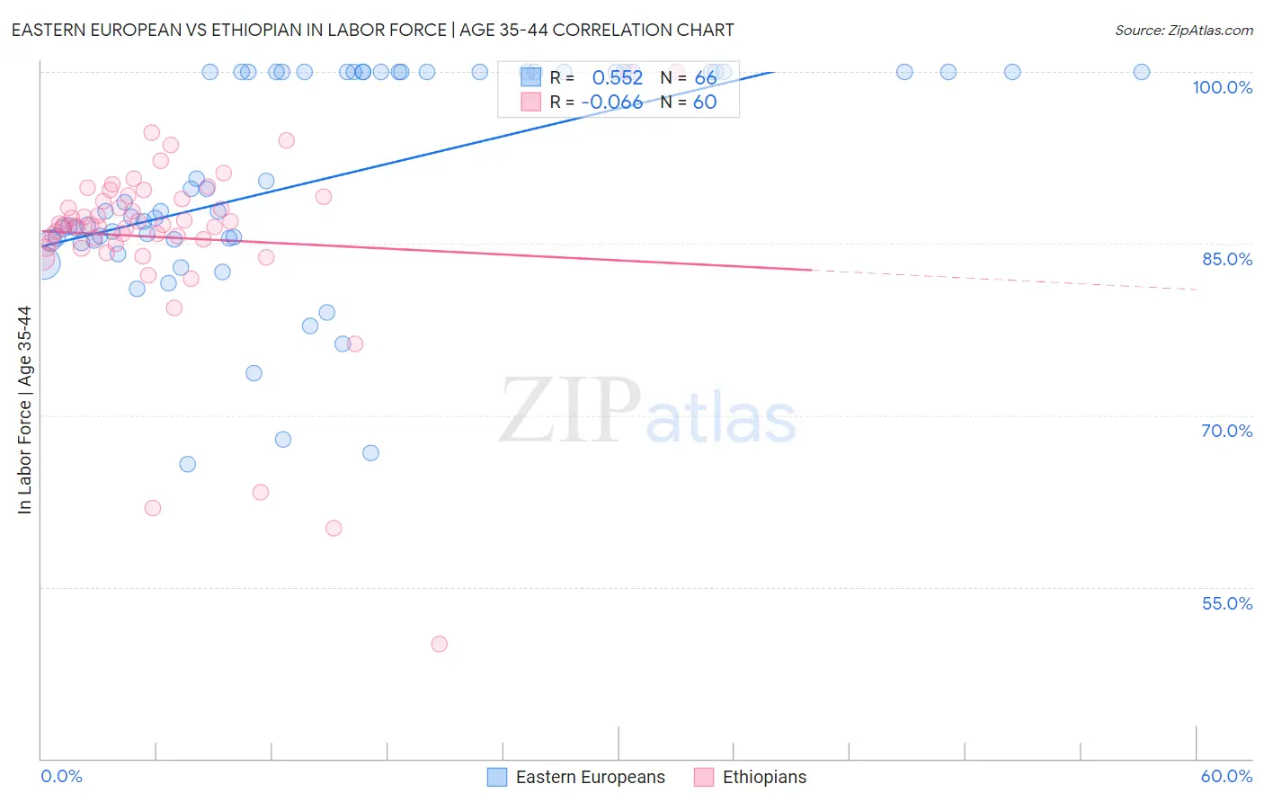 Eastern European vs Ethiopian In Labor Force | Age 35-44