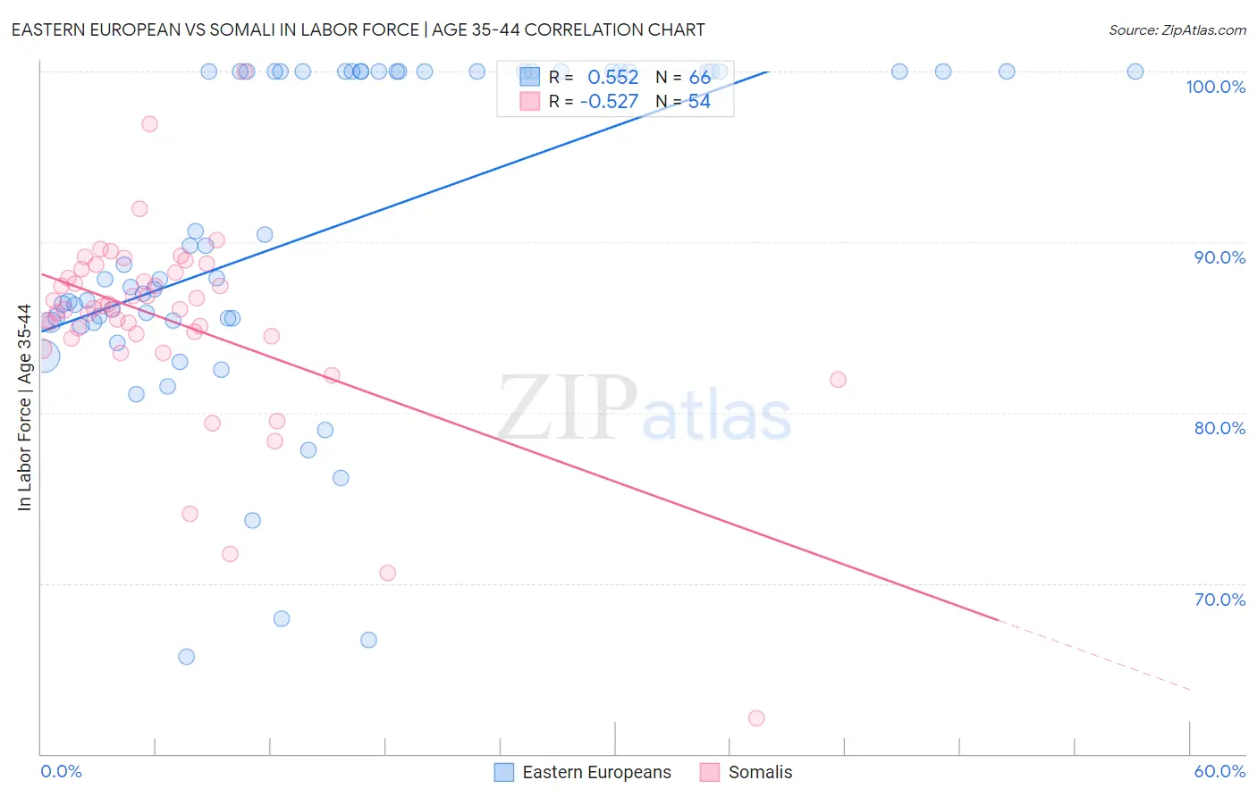 Eastern European vs Somali In Labor Force | Age 35-44
