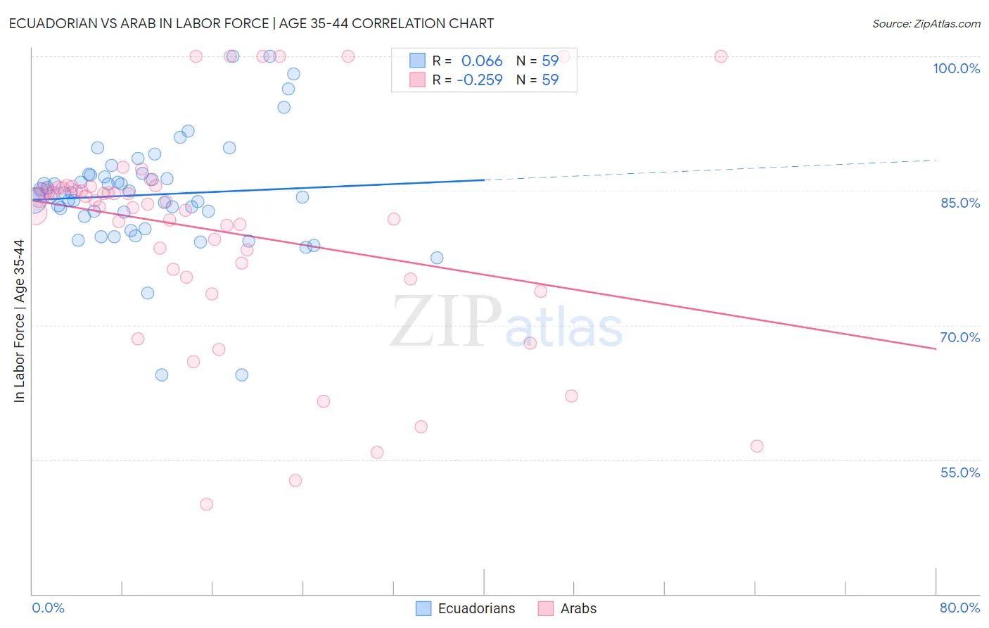 Ecuadorian vs Arab In Labor Force | Age 35-44