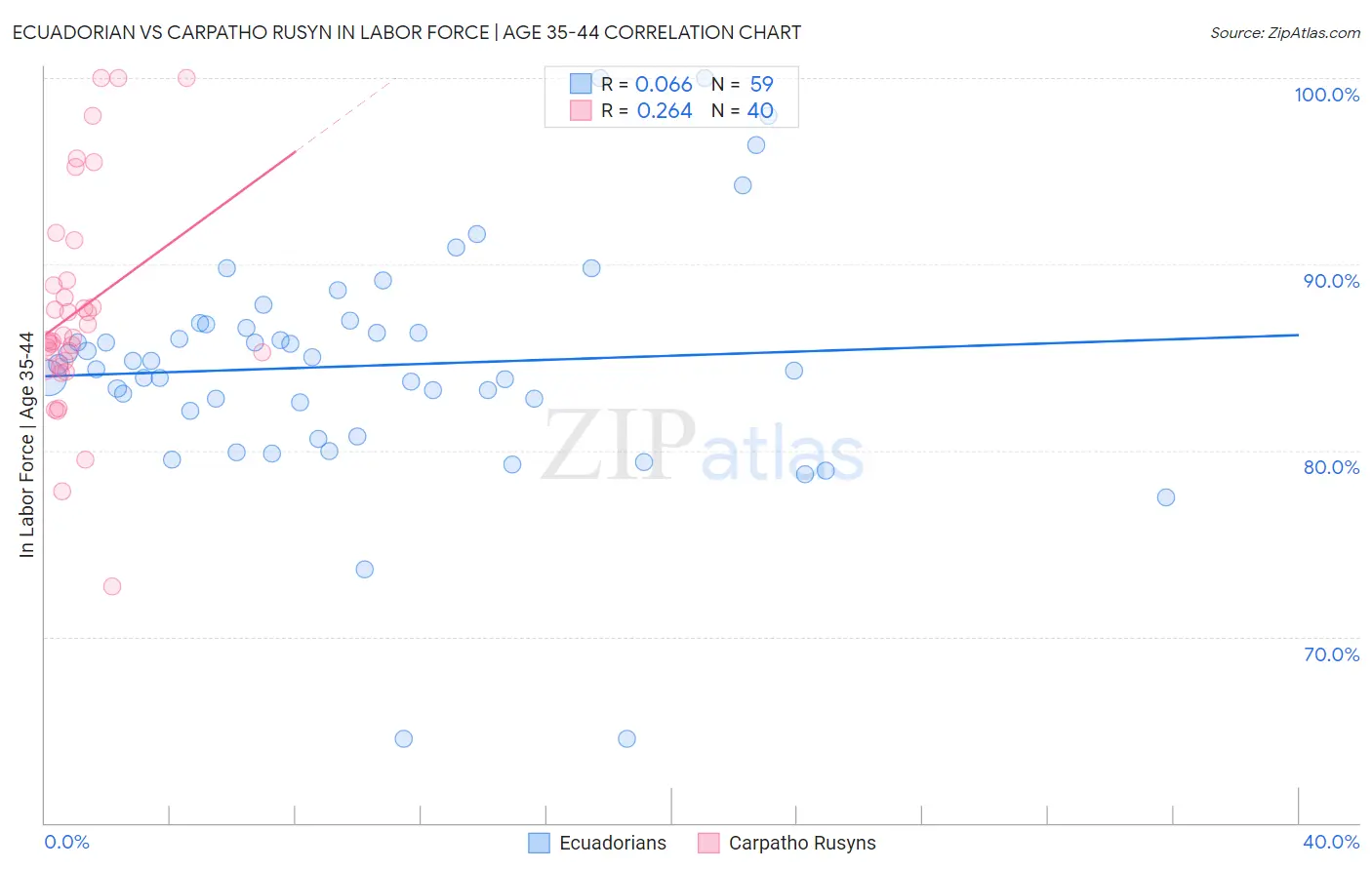 Ecuadorian vs Carpatho Rusyn In Labor Force | Age 35-44