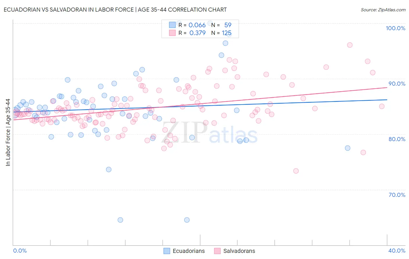 Ecuadorian vs Salvadoran In Labor Force | Age 35-44