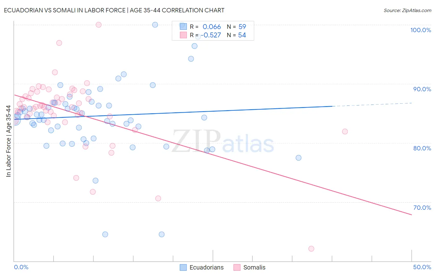 Ecuadorian vs Somali In Labor Force | Age 35-44