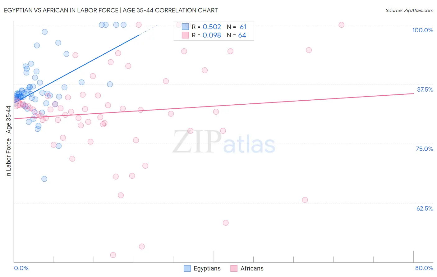Egyptian vs African In Labor Force | Age 35-44