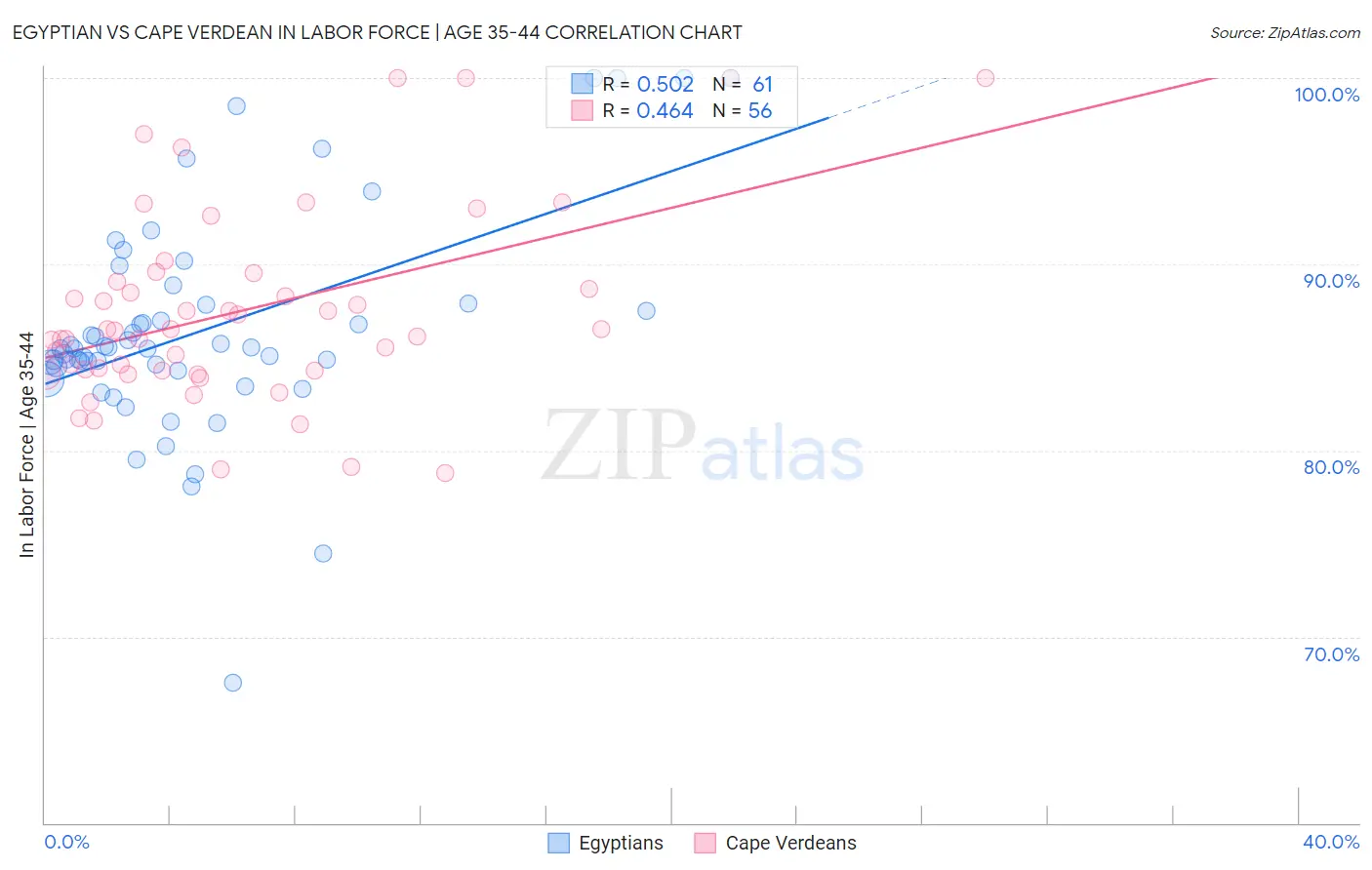 Egyptian vs Cape Verdean In Labor Force | Age 35-44
