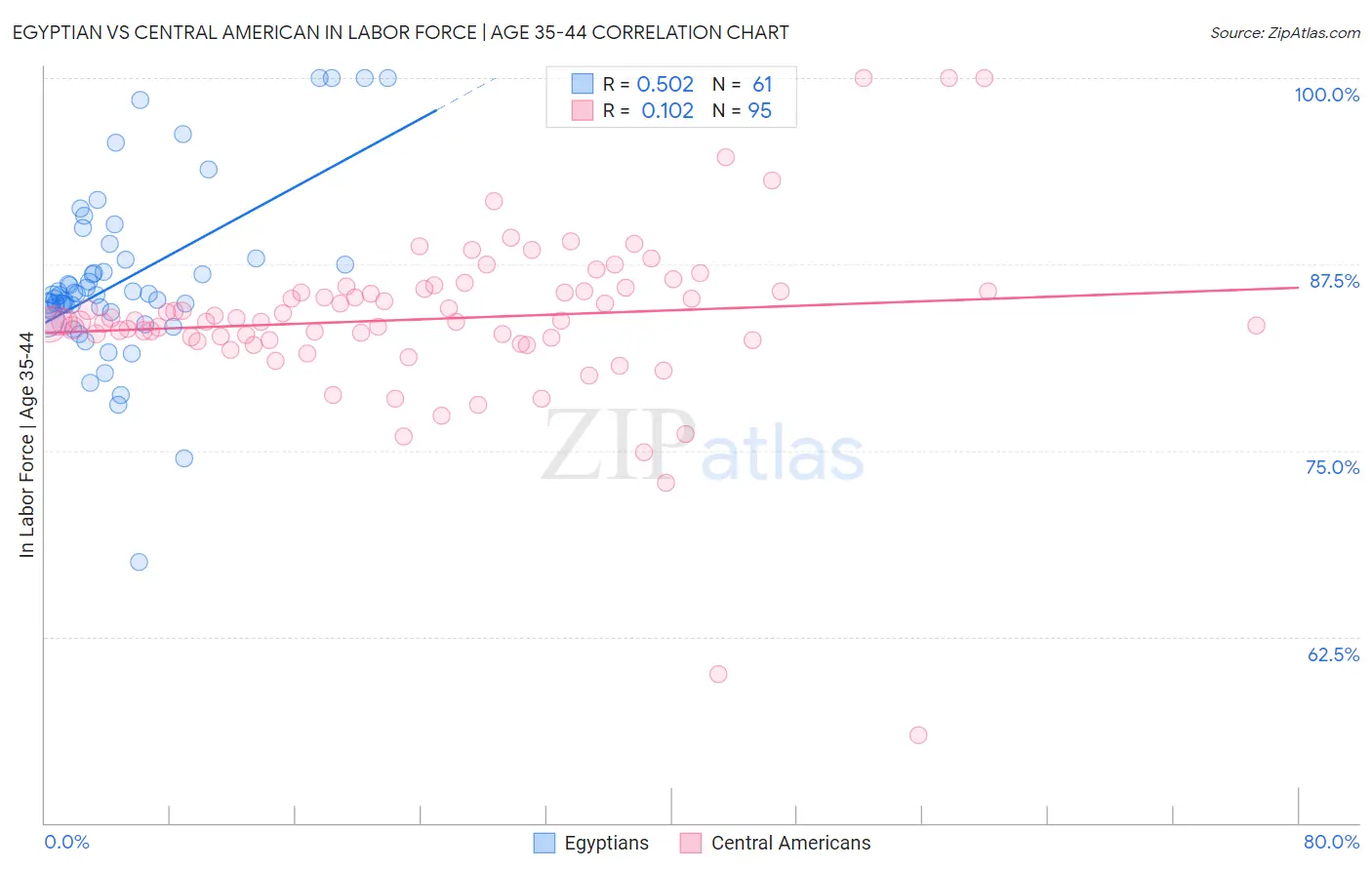 Egyptian vs Central American In Labor Force | Age 35-44