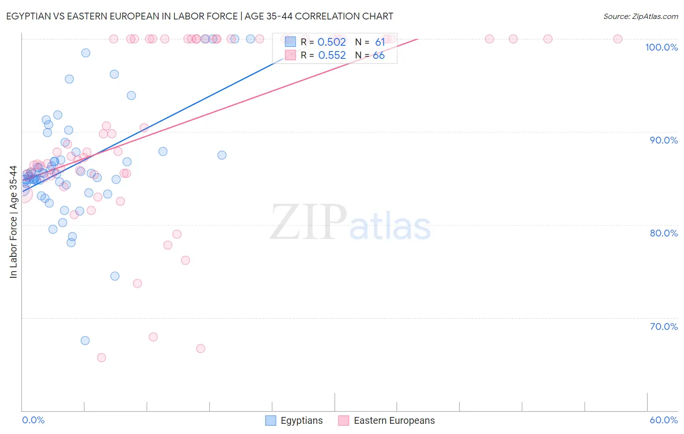 Egyptian vs Eastern European In Labor Force | Age 35-44