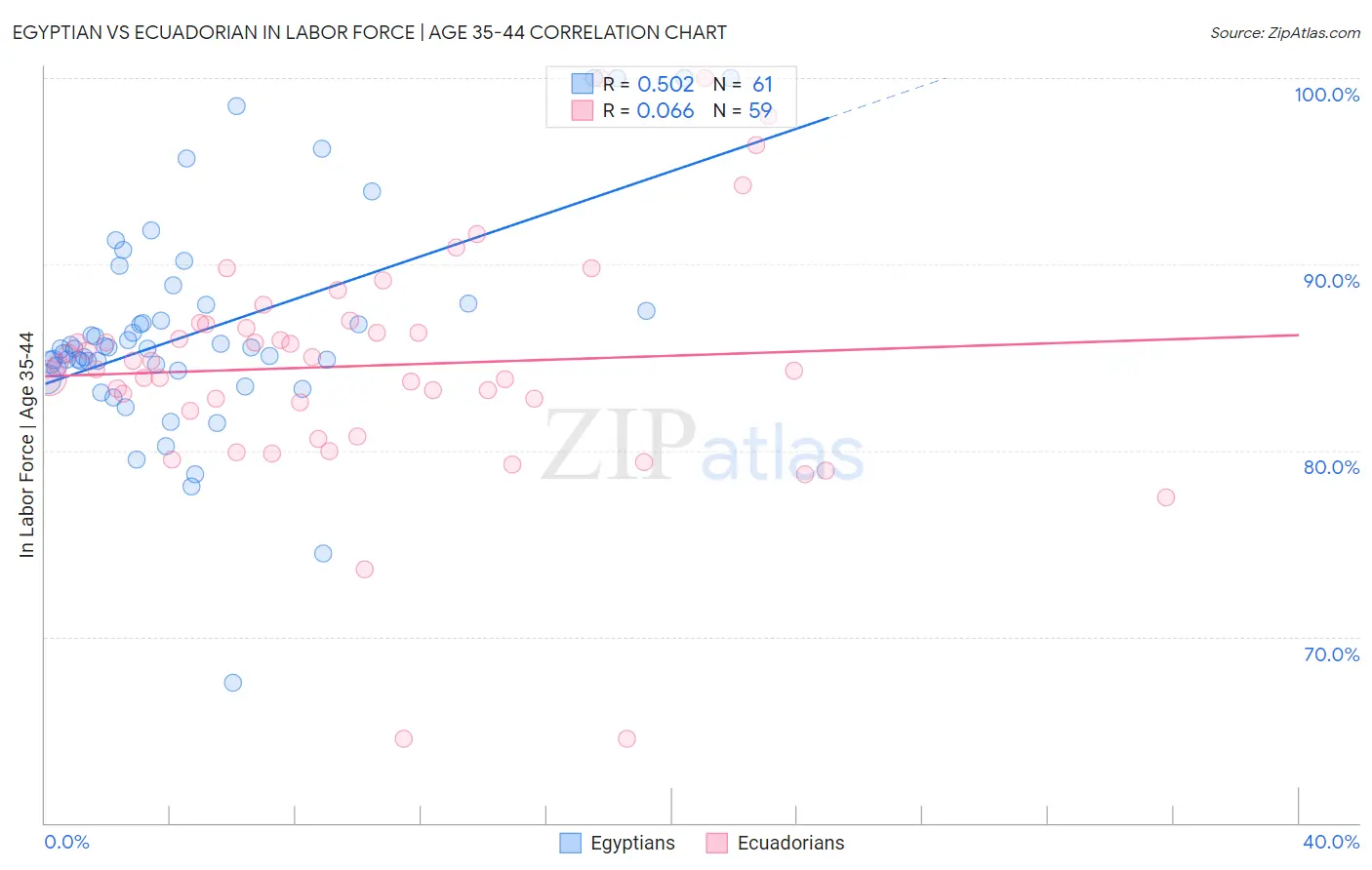Egyptian vs Ecuadorian In Labor Force | Age 35-44