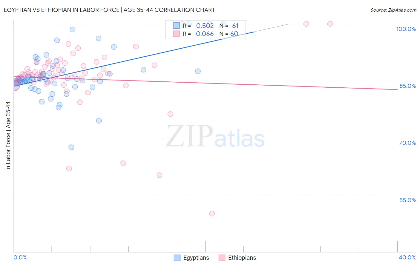 Egyptian vs Ethiopian In Labor Force | Age 35-44