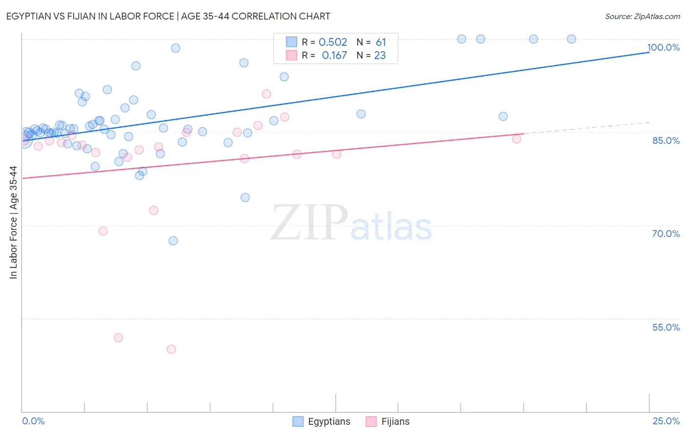 Egyptian vs Fijian In Labor Force | Age 35-44