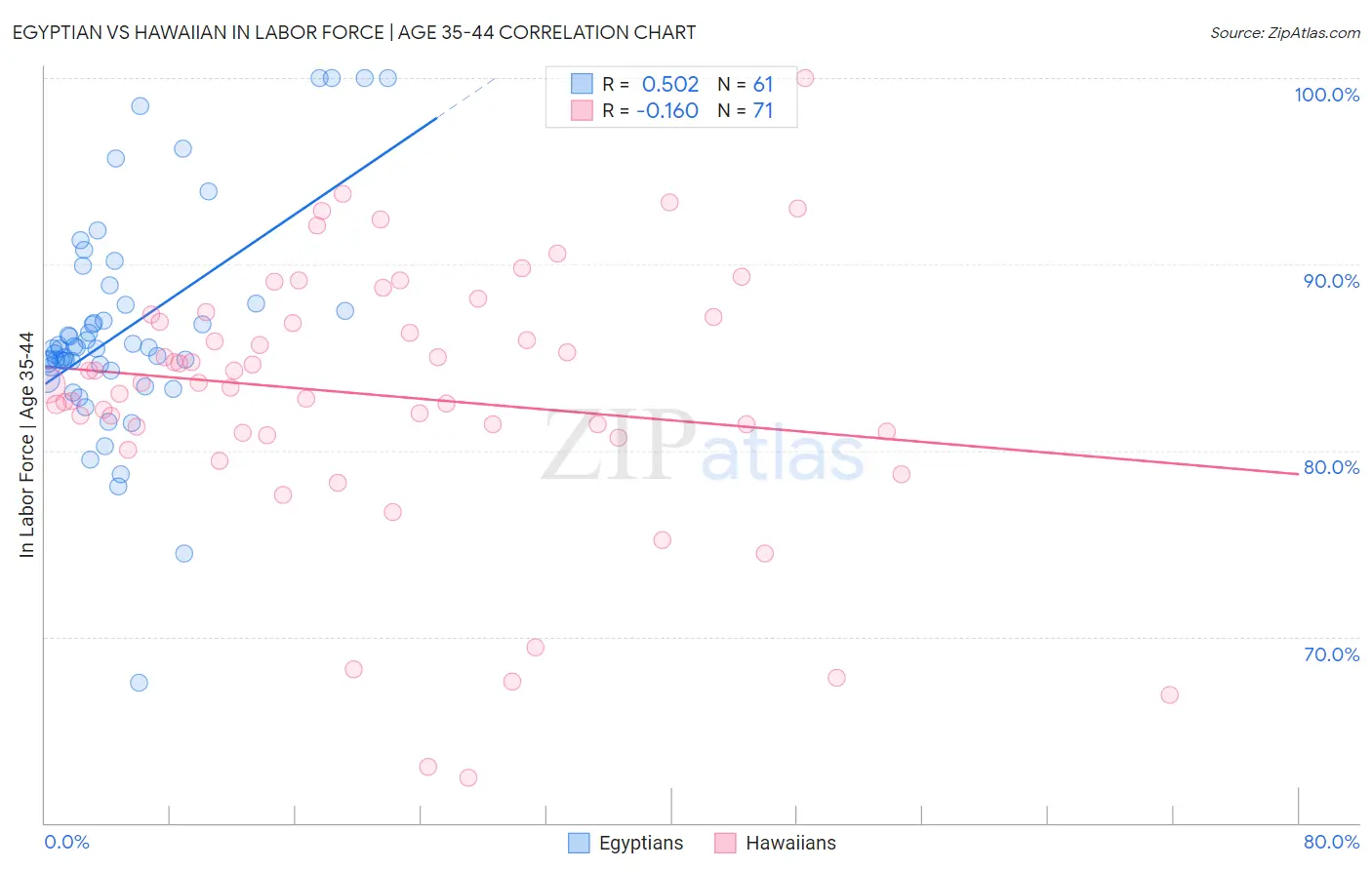 Egyptian vs Hawaiian In Labor Force | Age 35-44