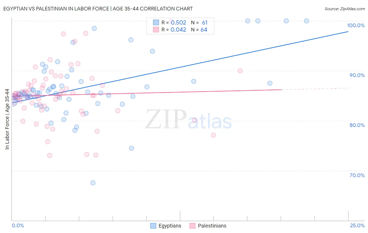 Egyptian vs Palestinian In Labor Force | Age 35-44