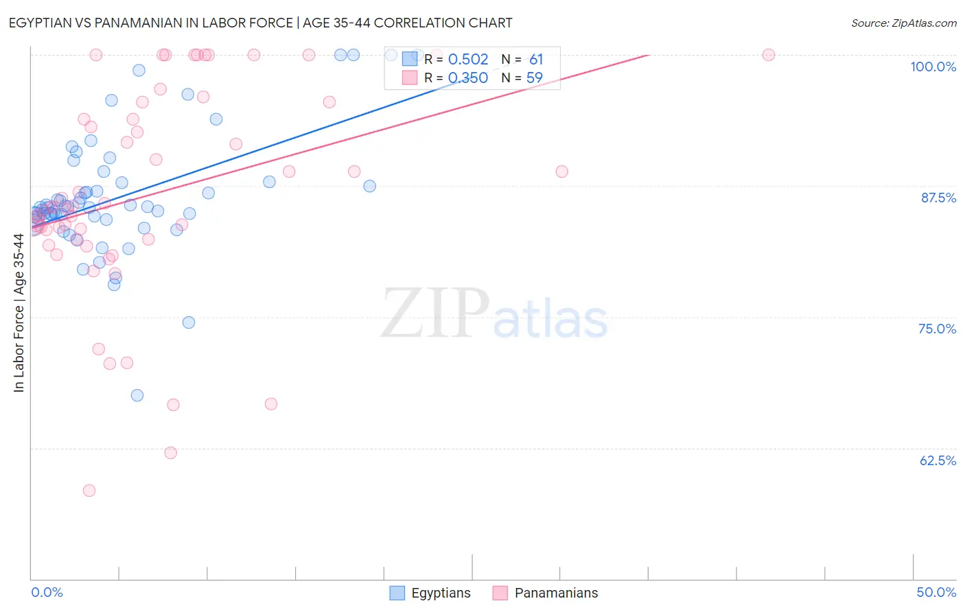Egyptian vs Panamanian In Labor Force | Age 35-44