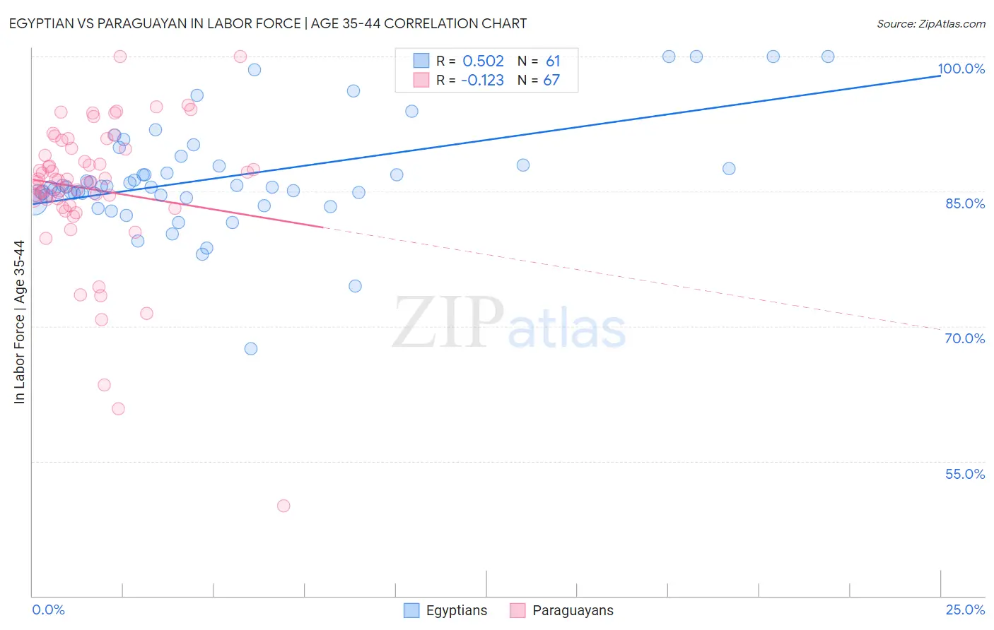 Egyptian vs Paraguayan In Labor Force | Age 35-44