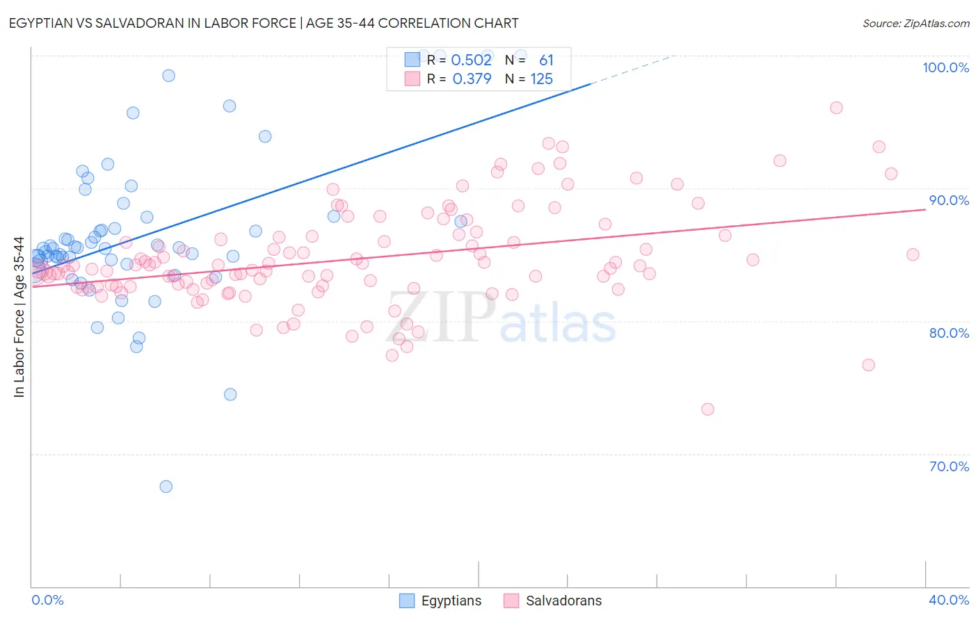 Egyptian vs Salvadoran In Labor Force | Age 35-44