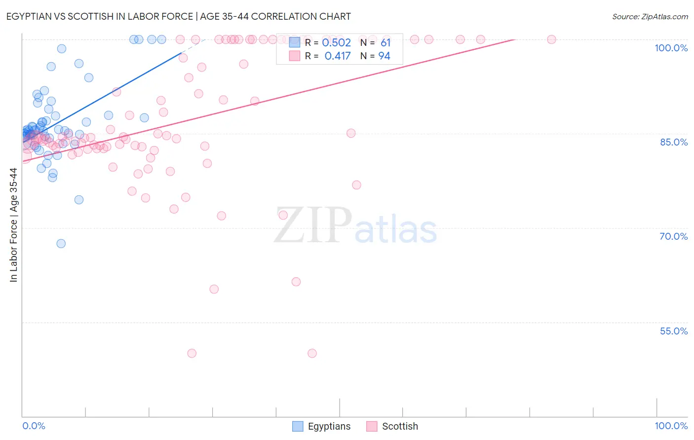 Egyptian vs Scottish In Labor Force | Age 35-44