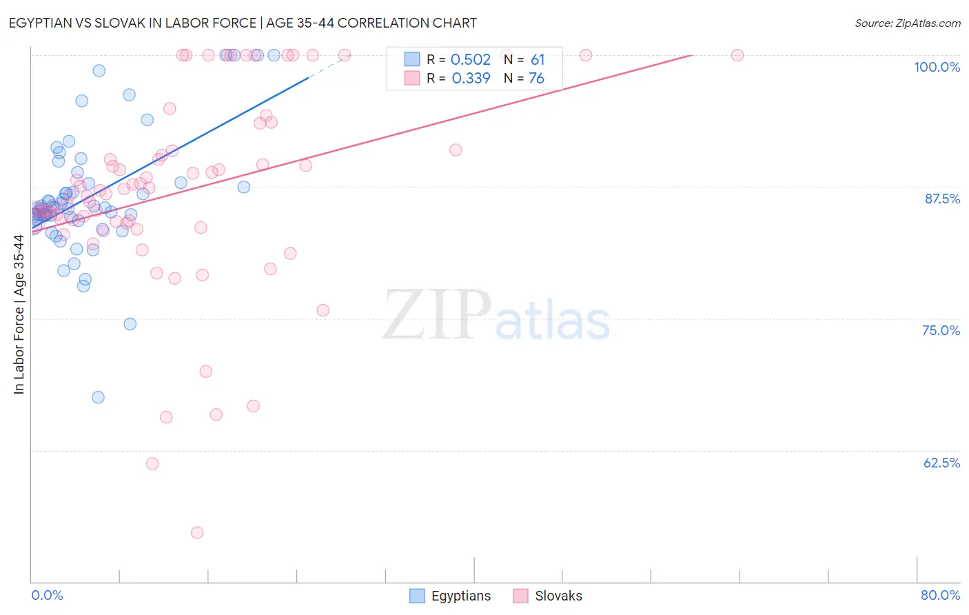 Egyptian vs Slovak In Labor Force | Age 35-44