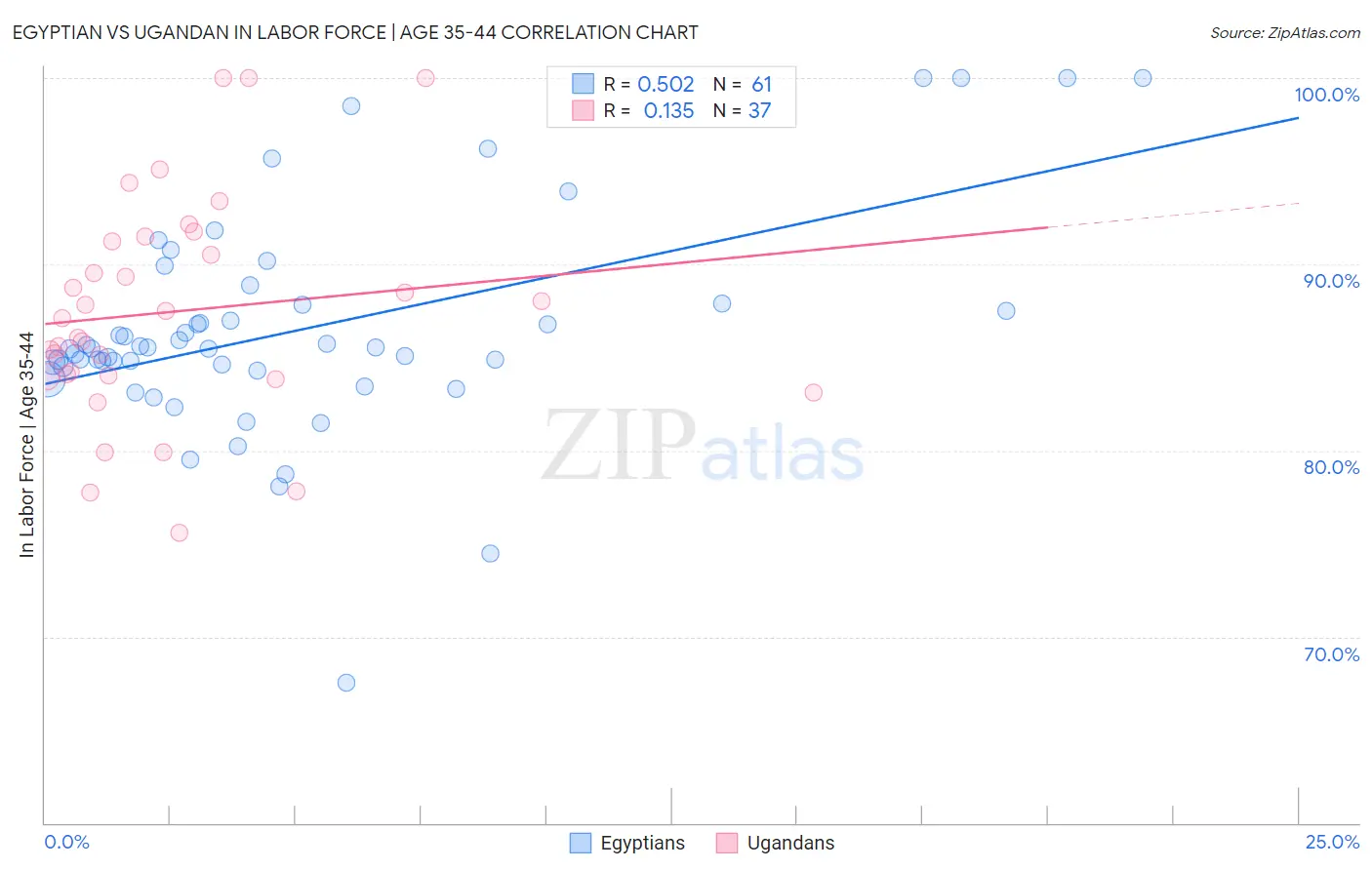 Egyptian vs Ugandan In Labor Force | Age 35-44