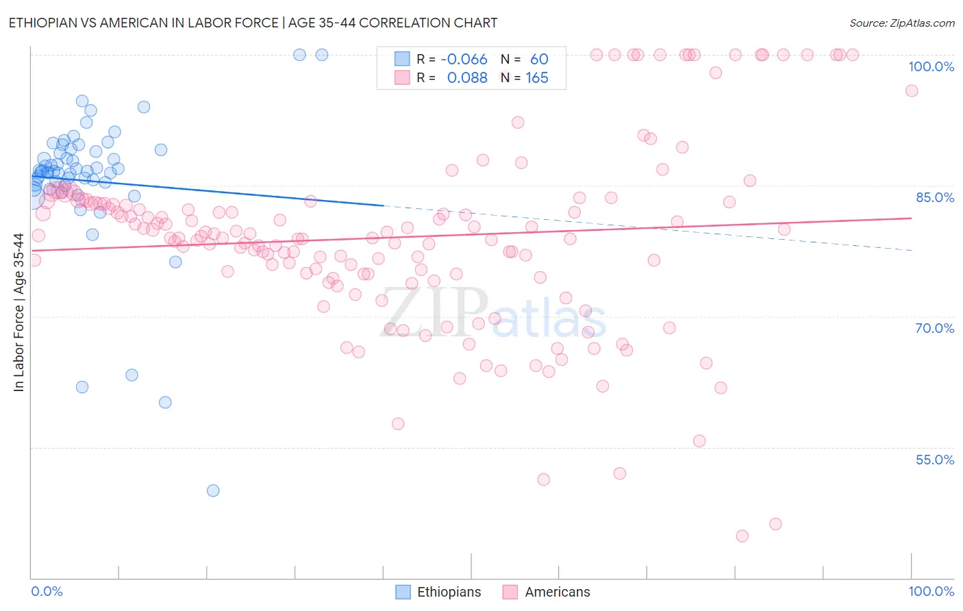 Ethiopian vs American In Labor Force | Age 35-44