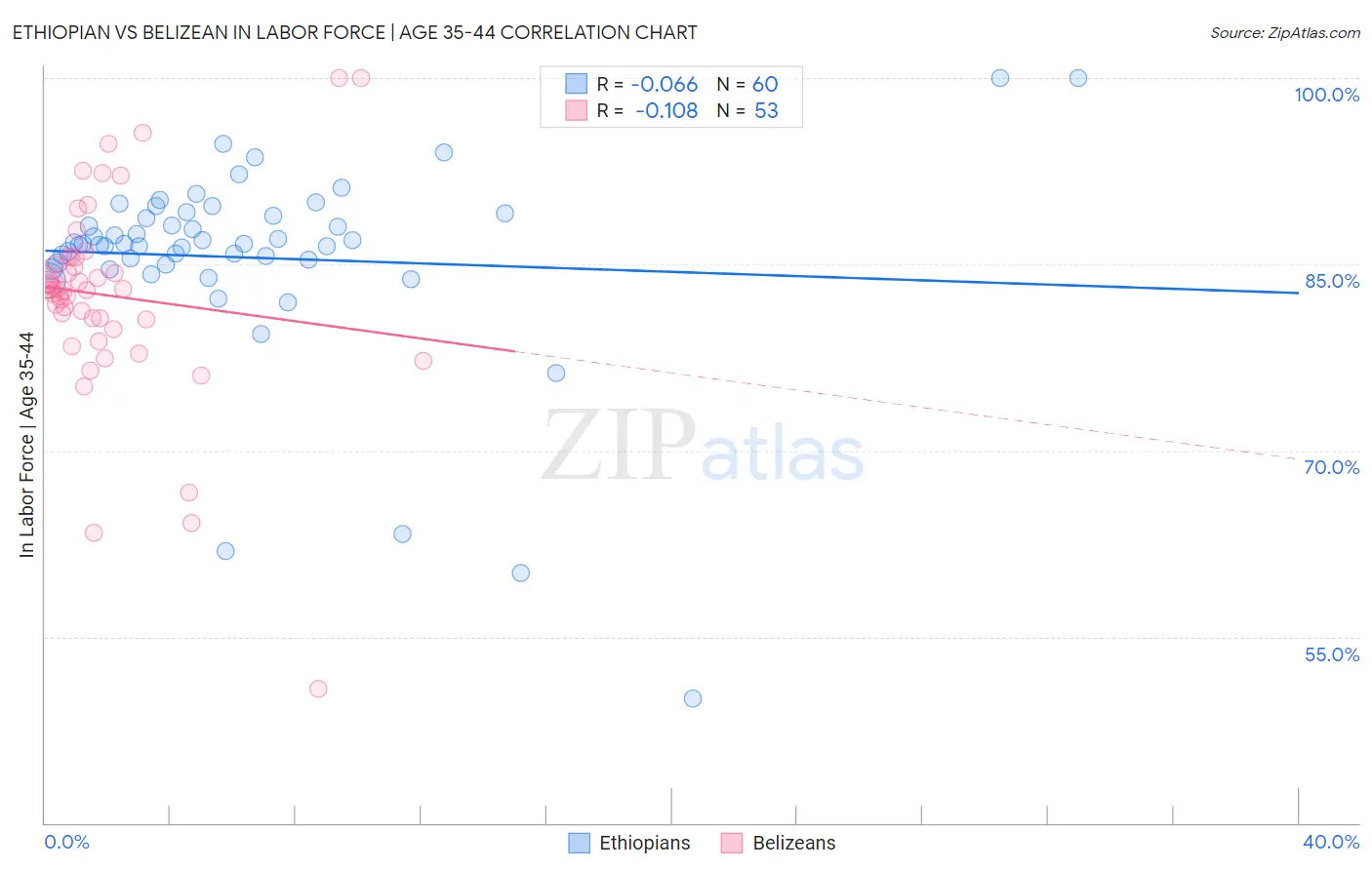 Ethiopian vs Belizean In Labor Force | Age 35-44