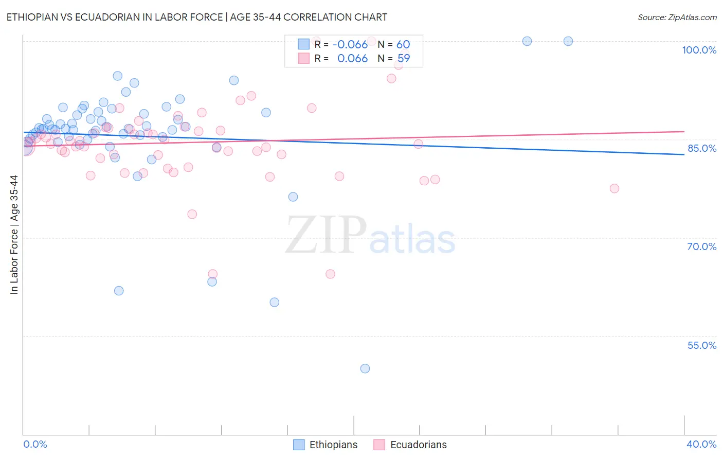Ethiopian vs Ecuadorian In Labor Force | Age 35-44