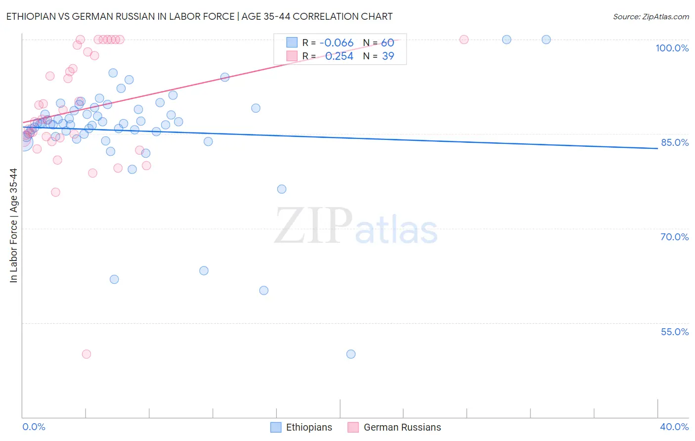 Ethiopian vs German Russian In Labor Force | Age 35-44