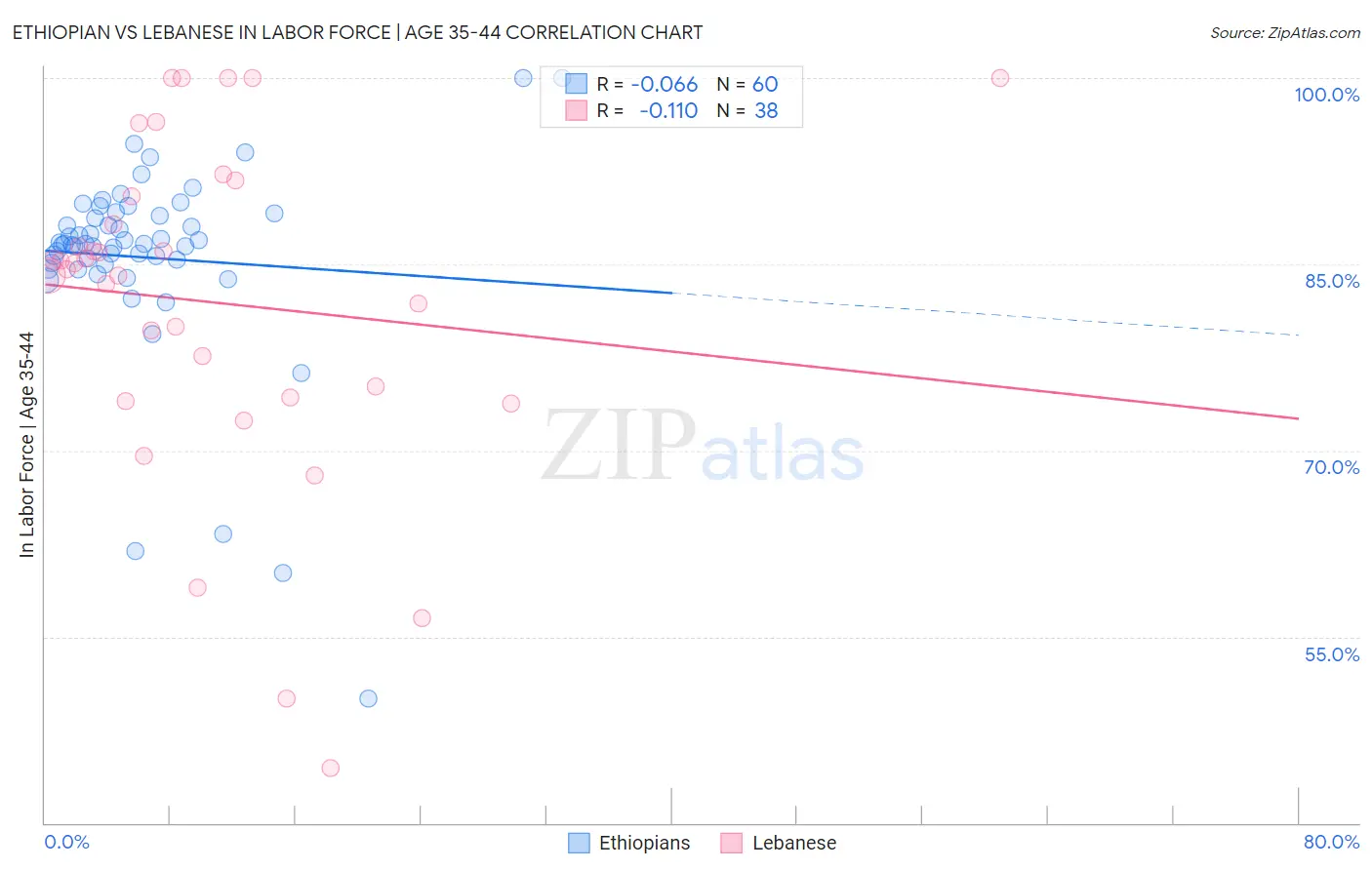 Ethiopian vs Lebanese In Labor Force | Age 35-44