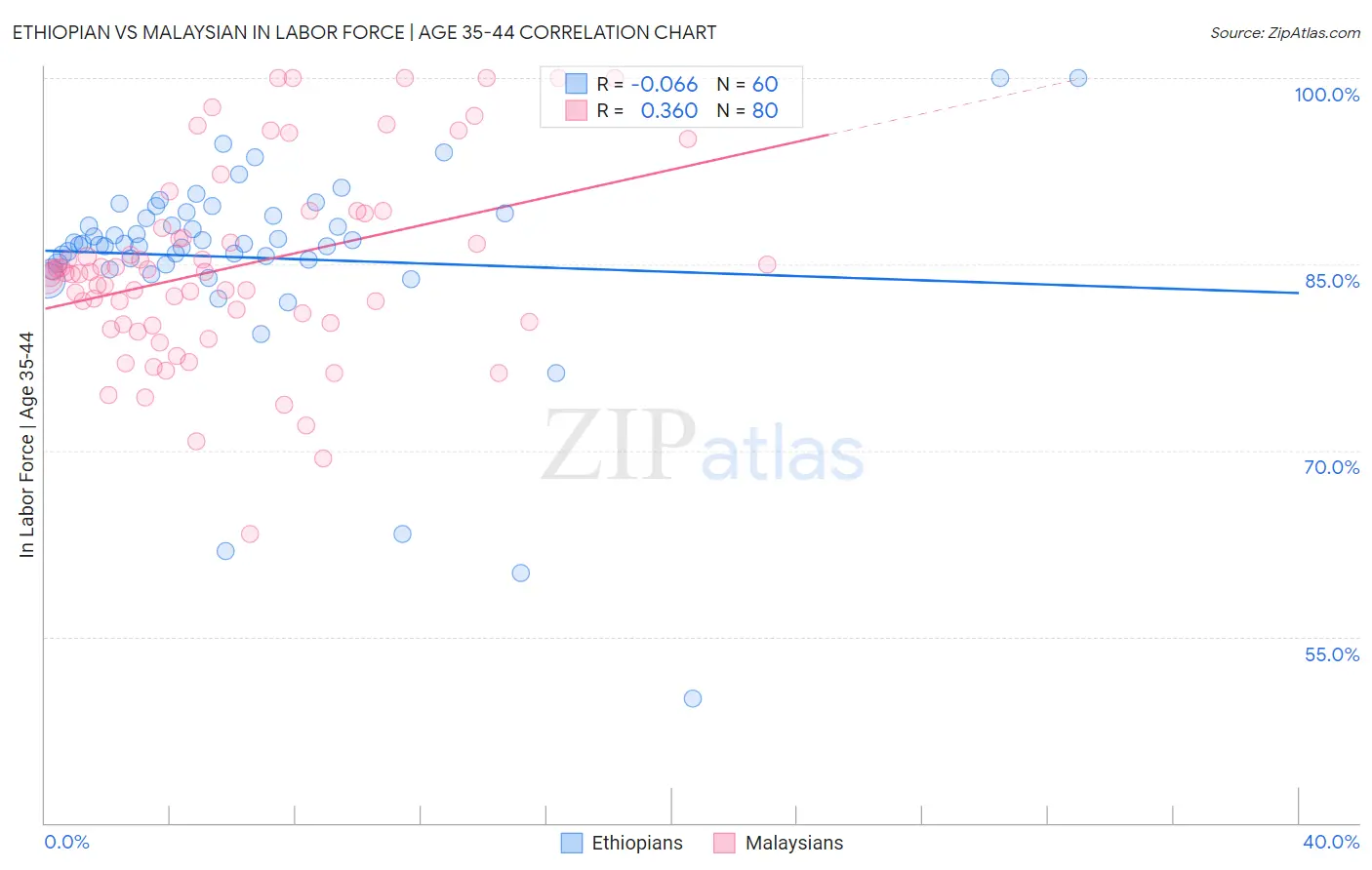 Ethiopian vs Malaysian In Labor Force | Age 35-44