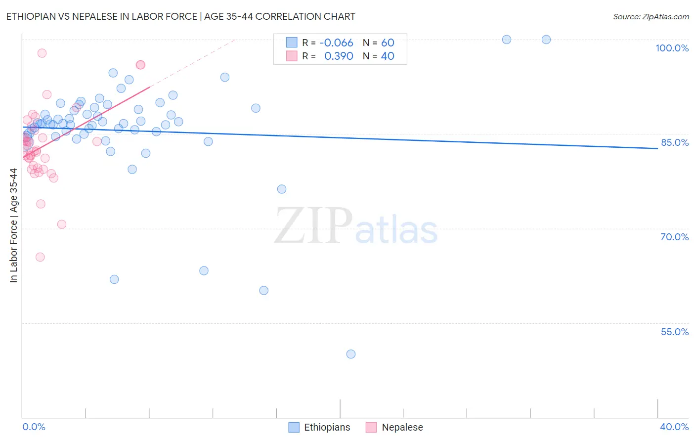 Ethiopian vs Nepalese In Labor Force | Age 35-44